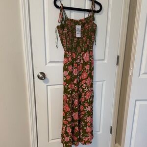 Patrons of Peace Green and Pink Floral Maxi Dress